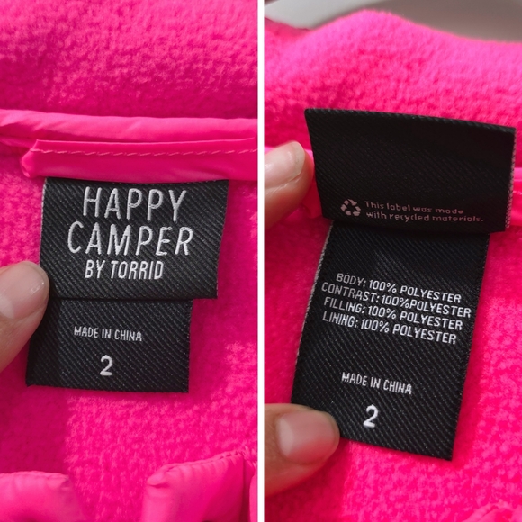 Torrid Hot Pink Happy Camper Fleece Pullover Quilted Jacket, Size 2, 2x - Picture 2 of 16